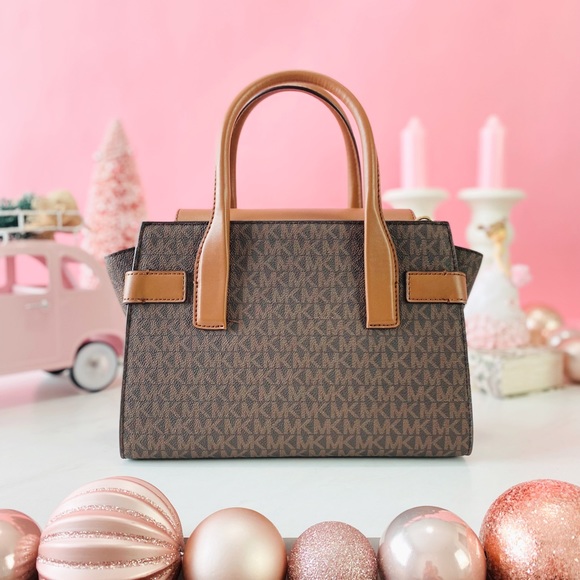 Final Sale!!! 👜 MICHAEL KORS 🌺 Carmen Medium Faux Leather Belted Satchel - Picture 2 of 15